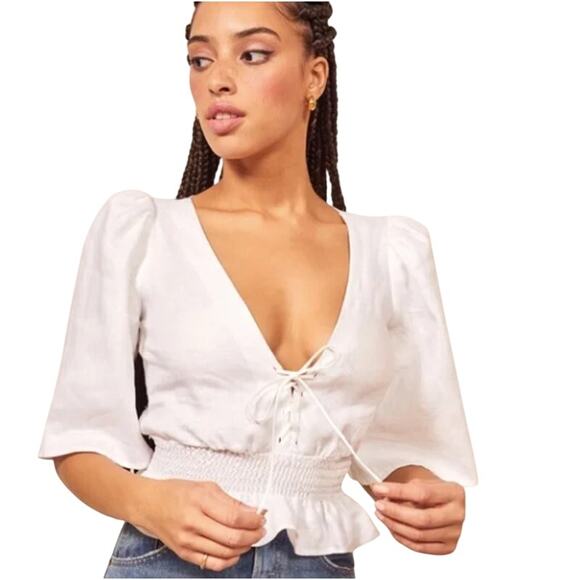 Reformation Emilia Top in White - Picture 1 of 6